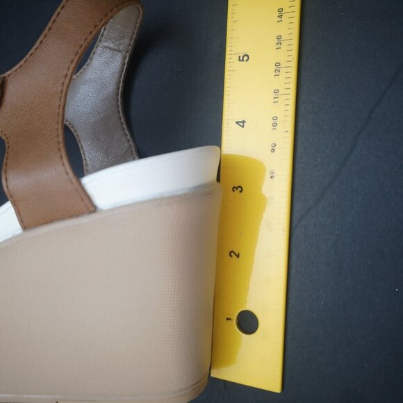 Crocs Dual Comfort Ladies Size 9 Purple Lime Yellow White Wedge Heel Sandals - Picture 8 of 9